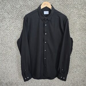 7 Diamonds Shirt Mens Large Black Liberty Button Up 4 Way Stretch Dress Casual